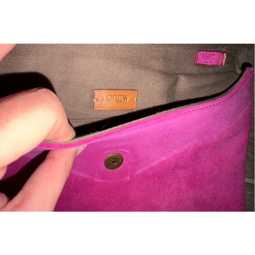 JCREW Womens Magenta Suede 100% Leather Envelope Purse/Clutch - Picture 4 of 5